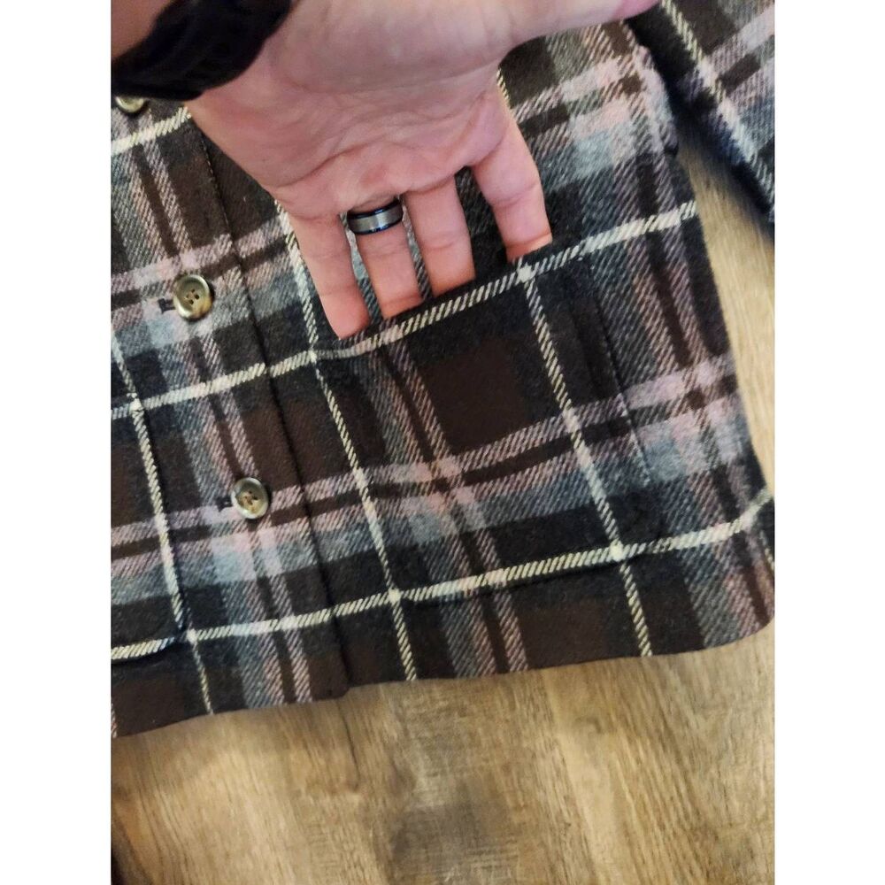 Pendelton Womens size 6 Jacket 100% Wool Plaid brown red button up pockets - Picture 7 of 7